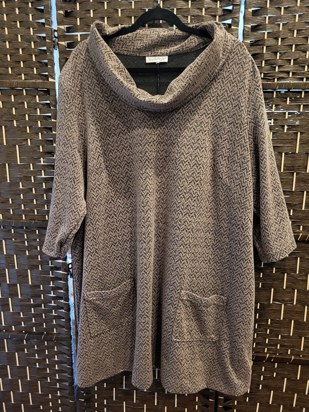 Northstyle Taupe Cowl Neck Women's Sweater Tunic
